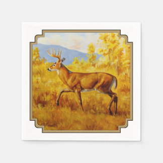 Whitetail Deer in Autumn Aspen Forest Napkin