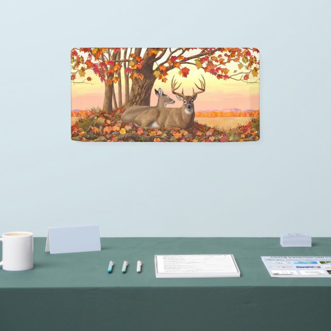 Whitetail Deer in Autumn New England Fall Colours Banner (Tradeshow)