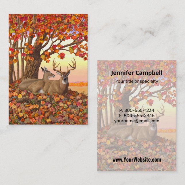 Whitetail Deer in Autumn New England Fall Colours Business Card (Front/Back)