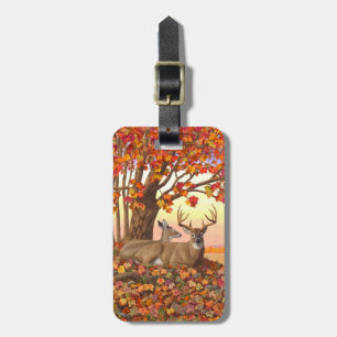 Whitetail Deer in Autumn New England Fall Colours Luggage Tag