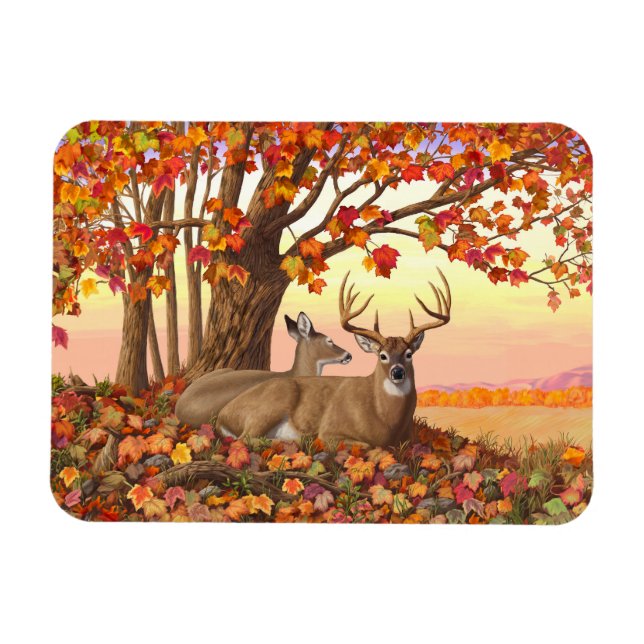 Whitetail Deer in Autumn New England Fall Colours Magnet (Horizontal)
