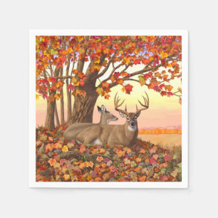 Whitetail Deer in Autumn New England Fall Colours Napkin