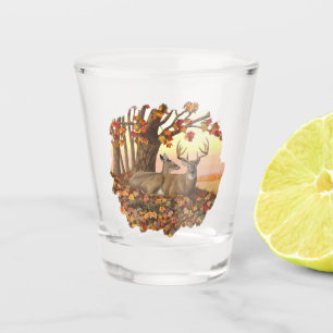 Whitetail Deer in Autumn New England Fall Colours Shot Glass