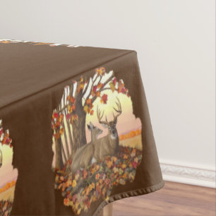 Whitetail Deer in Autumn New England Fall Colours Tablecloth