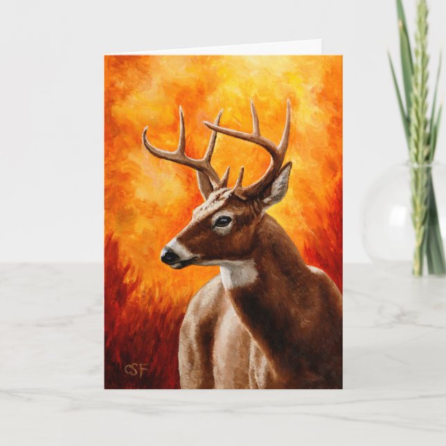 Whitetail Deer in Autumn Reddish Brown Card (Front)