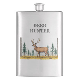Whitetail Deer In Field Hunter Flask