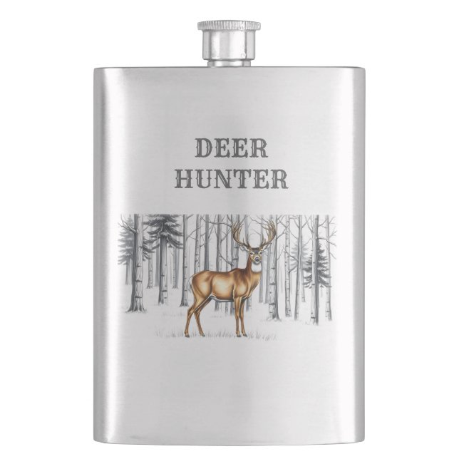 Whitetail Deer In Forest Hunter Flask (Front)