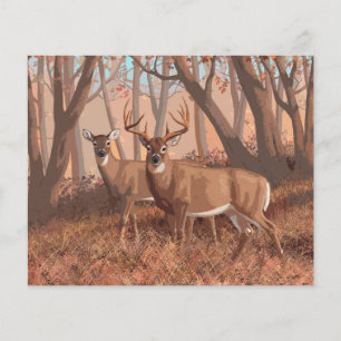 Whitetail Deer In Forest Retro Style Nature