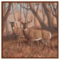 Whitetail Deer In Forest Retro Style Nature