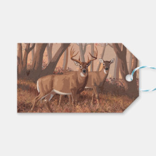 Whitetail Deer In Forest Retro Style Nature Gift Tags