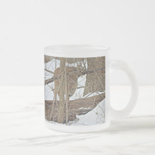 Whitetail Deer In Snow Frosted Glass Coffee Mug