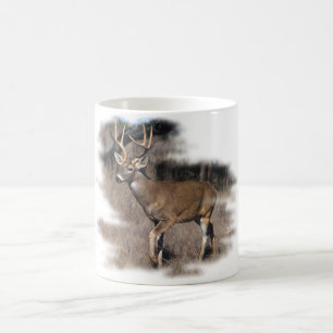 Whitetail deer in the field coffee mug