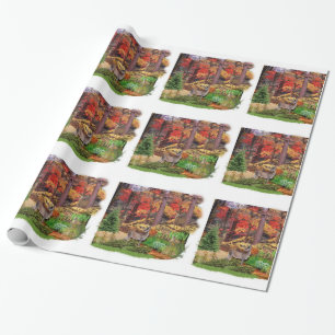 Whitetail Deer in the Woods / Fall Season Collage Wrapping Paper
