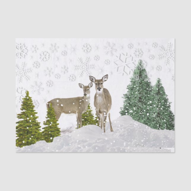 Whitetail Deer in Winter Wonderland Holiday Craft  Tissue Paper (Front)