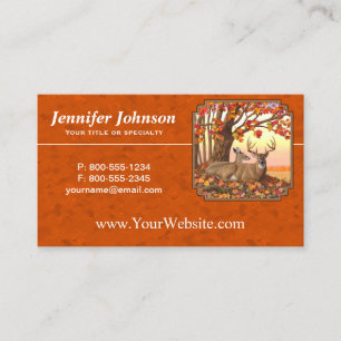 Whitetail Deer Maple Tree Autumn Orange Business Card