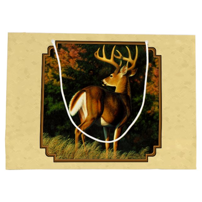 Whitetail Deer Monster Buck Yellow Large Gift Bag (Back)