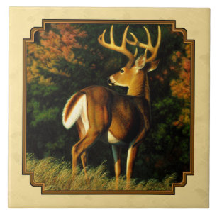 Whitetail Deer Monster Buck Yellow Tile