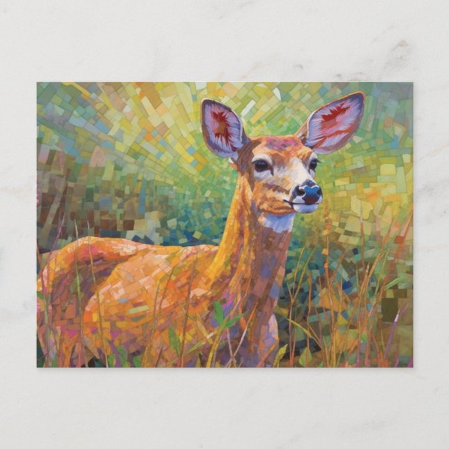 Whitetail Deer Mosaic Postcard (Front)