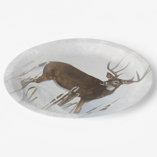 Whitetail deer paper plate (Angled)