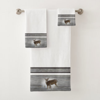 Whitetail Deer Rustic Design Bath Towel Set