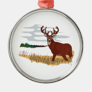 Whitetail Deer Scene Metal Tree Decoration