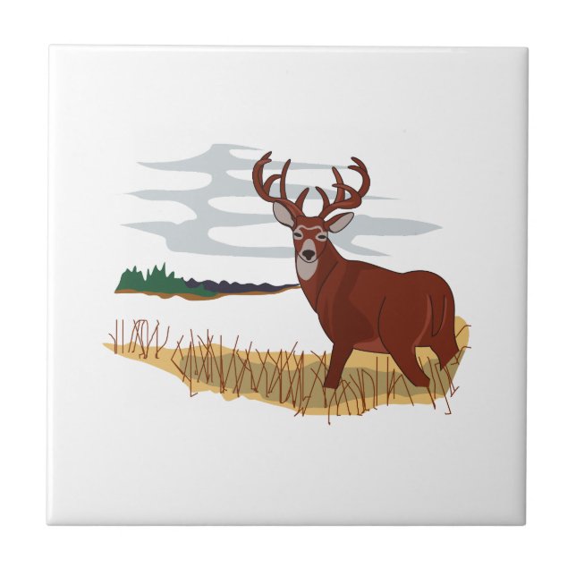Whitetail Deer Scene Tile (Front)