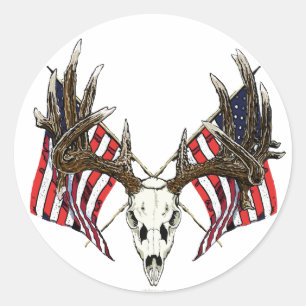 Whitetail deer skull 1 classic round sticker