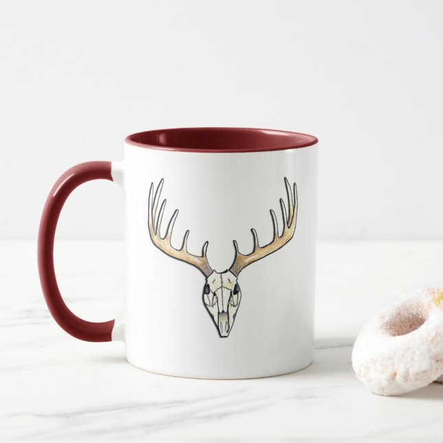 Whitetail Deer Stag Large Antlers Mug (With Donut)