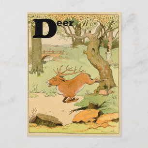 Whitetail Deer Stag Running in the Forest Postcard