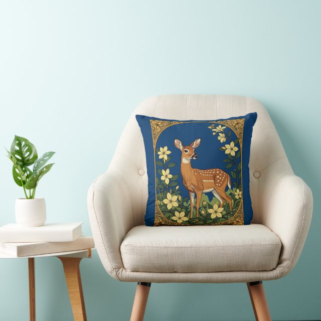 Whitetail Deer Surrounded By Yellow Flowers Cushion (Chair)