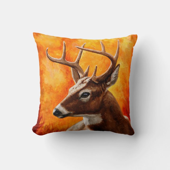Whitetail Deer Trophy Buck Head Cushion (Front)