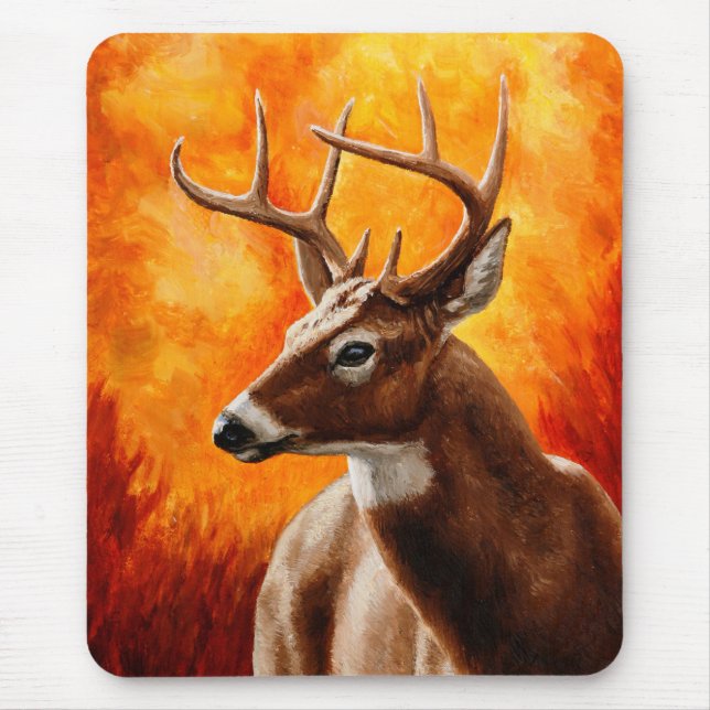 Whitetail Deer Trophy Buck Head Mouse Mat (Front)
