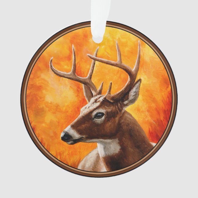 Whitetail Deer Trophy Buck Head Ornament (Front)