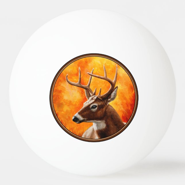 Whitetail Deer Trophy Buck Head Ping Pong Ball (Front)