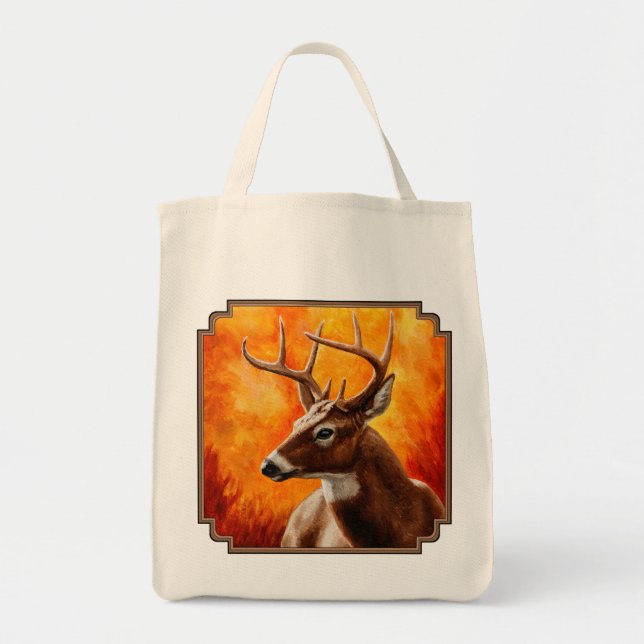 Whitetail Deer Trophy Buck Head Tote Bag (Front)