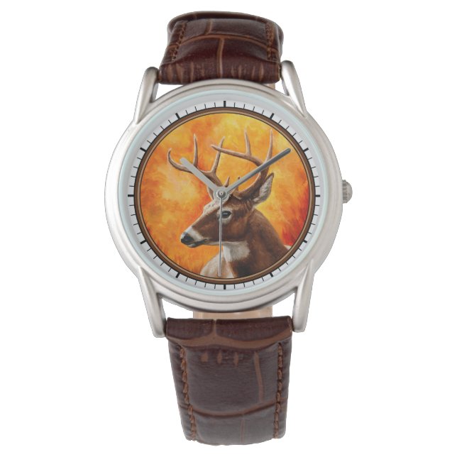 Whitetail Deer Trophy Buck Head Watch (Front)