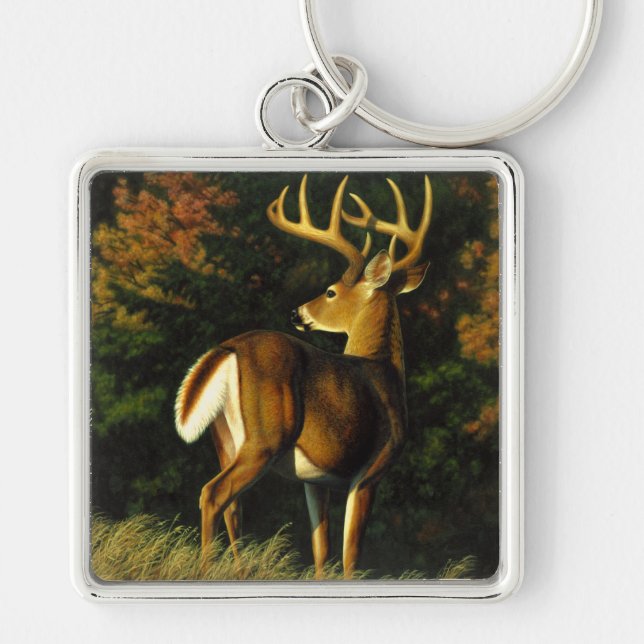Whitetail Deer Trophy Buck Hunting Key Ring (Front)