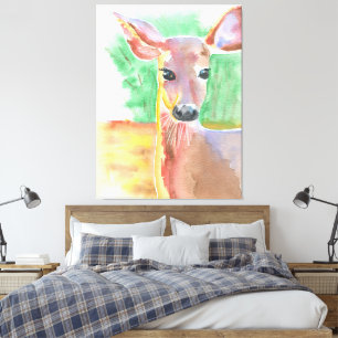 Whitetail deer watercolor canvas print