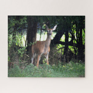 Whitetail Doe Emerges From the Woods Jigsaw Puzzle