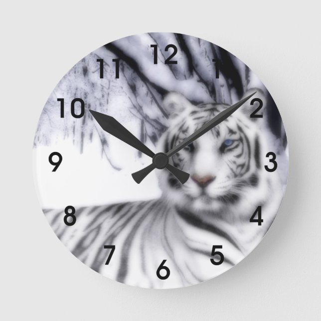 WhiteTiger Round Clock (Front)