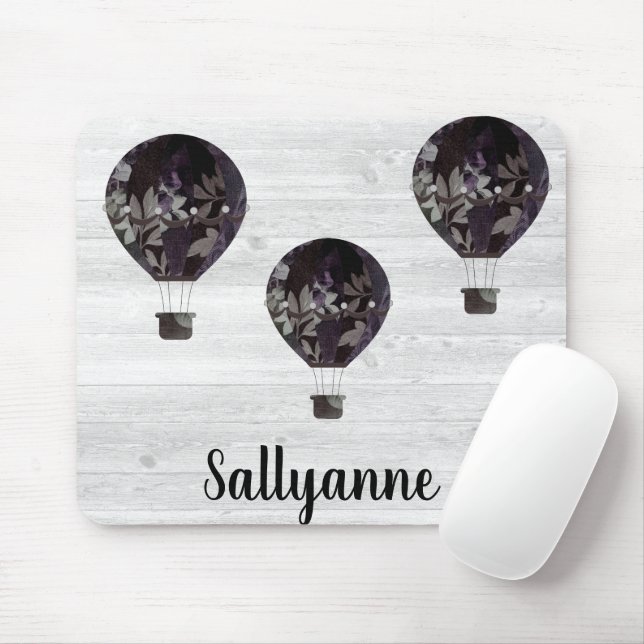 WHITEWASH RUSTIC HOT AIR BALLOON CUSTOMIZABLE MOUSE MAT (With Mouse)