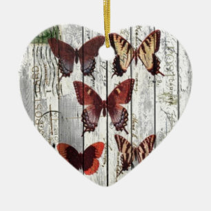 whitewashed barn wood bohemian french butterfly ceramic tree decoration