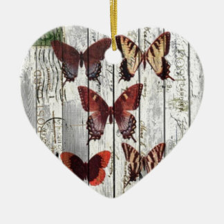 whitewashed barn wood bohemian french butterfly ceramic tree decoration