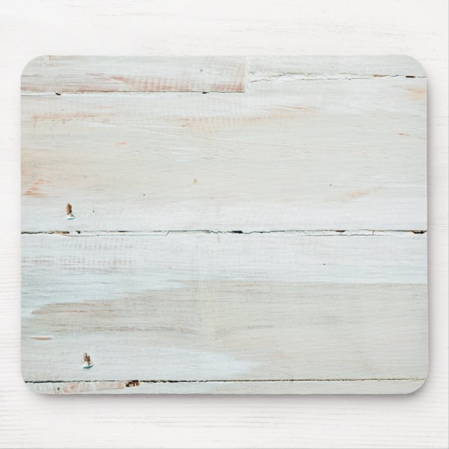 Whitewashed Barn Wood White Woodgrain Mouse Mat (Front)