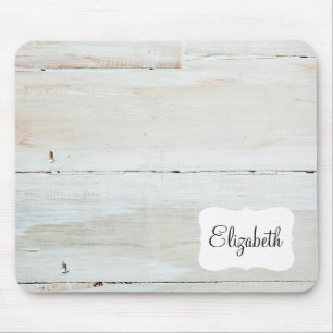 whitewashed Barn Wood White Woodgrain Mouse Mat