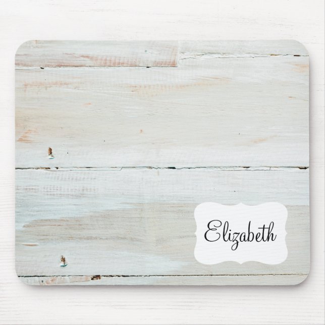 whitewashed Barn Wood White Woodgrain Mouse Mat (Front)