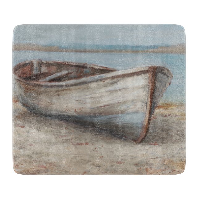 Whitewashed Boat on the Shore Cutting Board (Front)