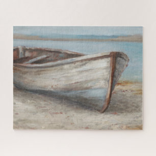 Whitewashed Boat on the Shore Jigsaw Puzzle