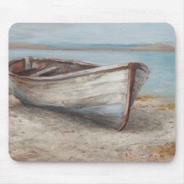 Whitewashed Boat on the Shore Mouse Mat (Front)