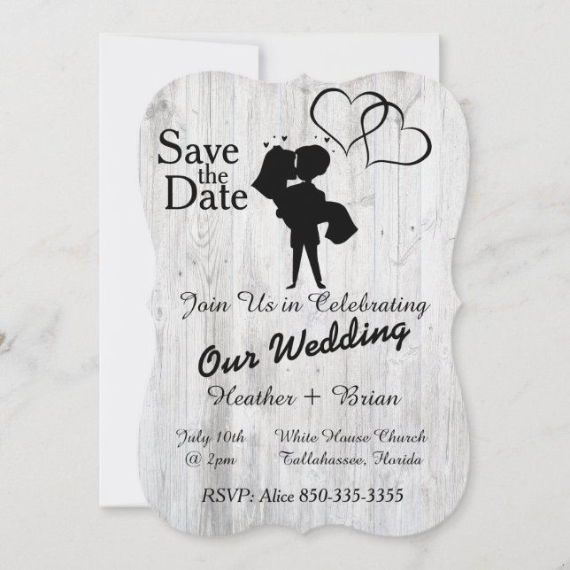 Whitewashed Wedding Invitation (Front)